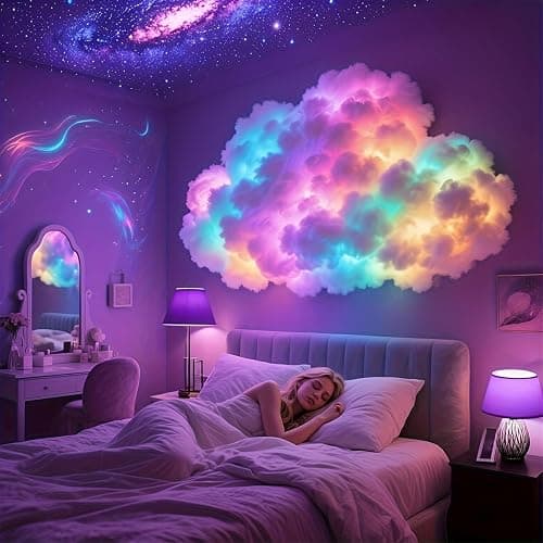 DIY USB-Powered Thundercloud LED Light Decor - 3D Big Cloud Lightning Light, RGB+IC Music Sync & Multicolor Effects for Bedroom, Gaming, Partys (200cm/6.56ft) thumbnail 3