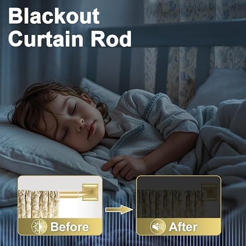 Gold Curtain Rods for Windows 48-90Inch(4-7.5ft) Heavy Duty Wrap Around Blackout Curtain Rods,Adjustable Room Darkening Drapery Rod for Bedroom, Living Room, Sliding Door & Outdoor Patio thumbnail 4