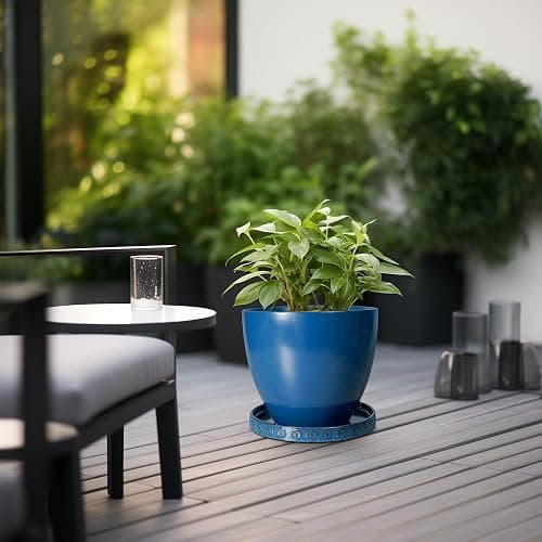 Eightpot Plant Pot Saucer - 11.4 Inch Plant Saucer for Outdoors Ceramic Plant Tray for Indoors No Holes Large Plant Drip Trays Round Flower Pot Saucer Plant Dishes to Catch Water Blue thumbnail 5