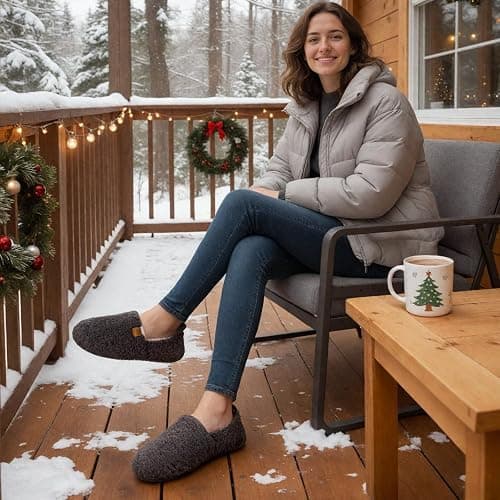 EverFoams Women’s Soft Curly Full Slippers Memory Foam Lightweight House Shoes Cozy Loafer with Polar Fleece Lining thumbnail 2