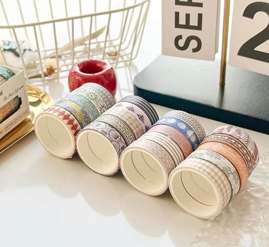 Songdao 40 rouleaux Washi Tape Set, Ruban Adhésif Décoratif Œuvre d’art inspirée Feuille d’or Masking Tapes pour Arts, Bullet Journal, Scrapbooking, Bricolage, Emballage (Retroism 2) thumbnail 7