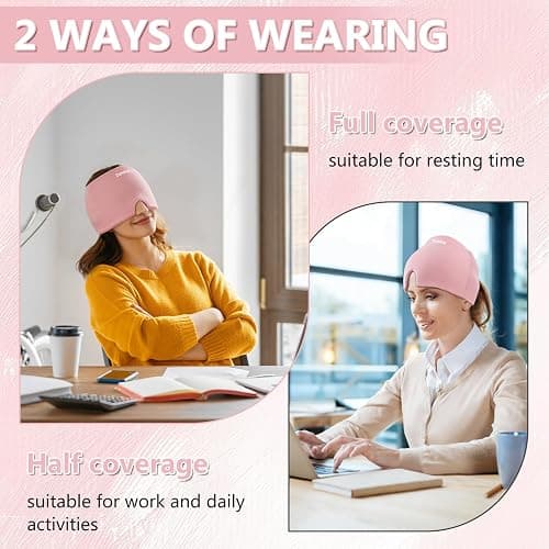 Headache Relief Cap, Tasteless Cooling Gel Migraine Relief Cap | Migraine Relief Products, V-Shaped Nose Design, 360 Degree Surround, for Relieve Pressure, Hangover, Tension, Eye Edema thumbnail 7