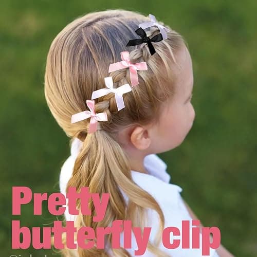 Teenitor 30pcs Hair Bow Pink Bow, Pink Black White Bows for Hair Small Hair Bows, Hair Bow Clips Cute Black White Bow Hair Accessories for Girls thumbnail 7