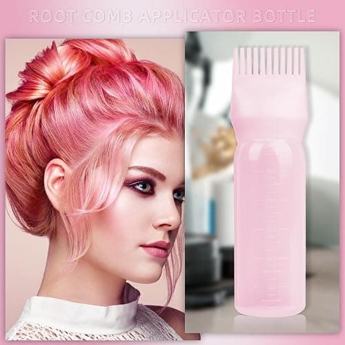 BLAAROOM 2Pack Root Comb Applicator Bottle - 6 Oz Hair Oil Applicator, Dye Bottle Tools with Oil Dispenser & Root Comb Brush - Pink thumbnail 7