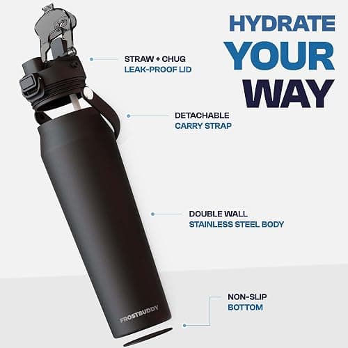 Frost Buddy 16oz Insulated Water Bottle - Straw & Chug Lid - Leak-Proof | Sip-or-chug dual lid | Ice-cold for 24+ hours | Cup-holder friendly | Durable & easy to clean thumbnail 4