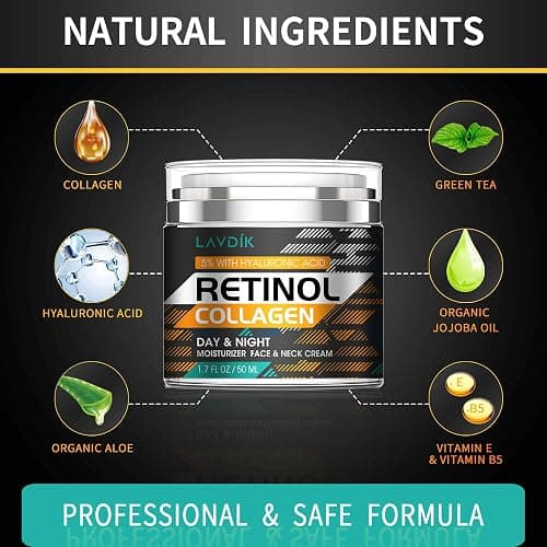 Retinol Cream for Face with Hyaluronic Acid, Moisturizer Anti Aging Collagen Cream for Women and Men, Reduce Wrinkles, Fine Lines, Day and Night,1.7 Fl Oz thumbnail 5