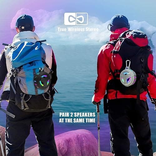 EBODA Bluetooth Shower Speaker, Portable Bluetooth Speakers, IP67 Waterproof Wireless Speaker with LED Light, Floating, 2000mAh, True Wireless Stereo for Kayak, Beach, Gifts for unisex -Black thumbnail 8