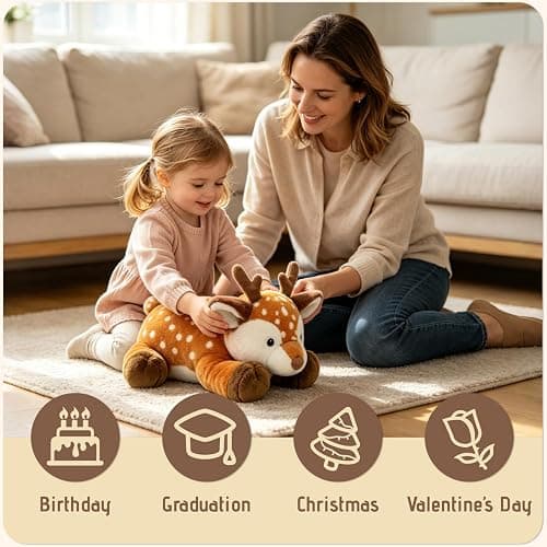 JUSTQUNSEEN Sika Deer Weighted Stuffed Animals for Adults and Kids Soft Huggable Plush Weighted Toys Large Cuddle Plush Pillow Birthday Gifts for Boys and Girls (Deer) thumbnail 4