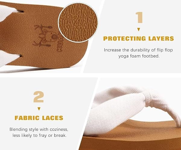 KuaiLu Flip Flops for Women with Arch Support Summer Beach Thong Sandals | Comfortable Yoga Mat Walking Shoes Cushion Slip On Casual Outfits Indoor Outdoor thumbnail 5