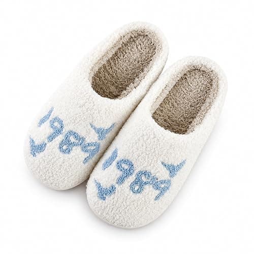 V OPXIN Cartoon Slippers for Womens Mens Cute Cozy Plush Warm Slip-on House Shoes for Indoor and Outdoor Meet Me at Midnight Strawberry Mushroom Evil Eyes Love Heart Slippers - Image 1