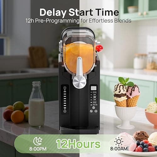 CHIVALZ Slush Machine, Frozen Drink Machine, No Ice Needed, 12H Pre-Scheduling, LED Display, Self-Cleaning, Makes Slushies, Milkshakes, Frappés & Cocktail, AD03, Black, 6 Preset Programs +1 Pack thumbnail 8