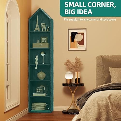 YITAHOME 73" Tall Narrow Bookshelf, Modern Open 5 Tier Bookcase, Wooden Shelf Stand for Small Spaces, Display Shelving Storage Rack for Bedroom, Living Room, Home Office, Black - Black - without wine rack thumbnail 8