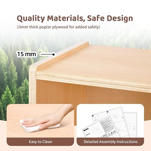 OOOK Montessori Bookshelf and Toy Storage Organizer, 2-Tier Horizontal Bookshelf, 5-Compartment Toy Storage Cabinet with Book Rack, Ideal Choice for Kids Classroom Organizer, Playroom and Daycare thumbnail 9