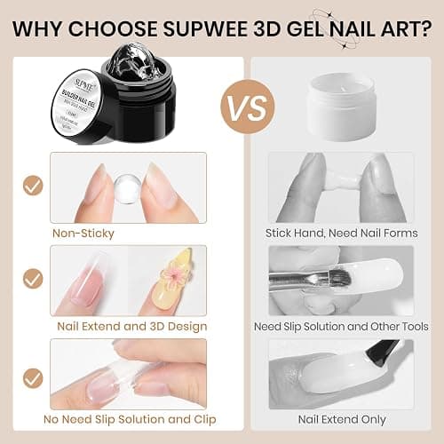 3d Gel Nail Art Sculpture Gel for Nail Art, Clear Black Non Stick Hand Hard | Hard Gel for Nails Home Manicure, Nail Salon, Nail Charms, Solid, Extension, Carving, Molding Gels 5g/0.18Oz thumbnail 3