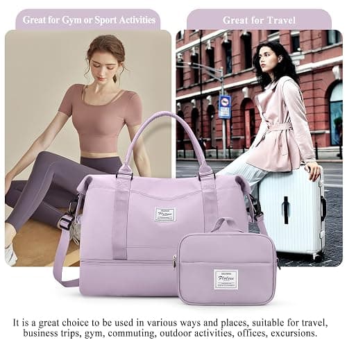 Weekender Bags for Women,Personal Item Travel Bag with Shoes Compartment,Overnight Travel Duffel Bag with Toiletry Bag thumbnail 9