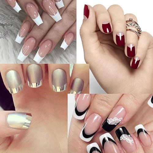 TailaiMei 36 Sheets 1368 Pieces French Manicure Nail Art Stickers, 3 Designs Self-Adhesive Nail Tips Guides for DIY Decoration Stencil Tools (3 Moon Shape Design, 36 Sheets) thumbnail 5