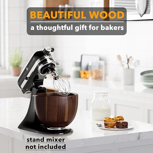 SpaceAid Wooden Bowl for Mixer - Kitchen Space Aid Acacia Wood Mixing Bowls Holder for Stand Mixer, Compatible with 4.5 & 5 QT Tilt-Head Models Kitchen, Natural Wood thumbnail 4