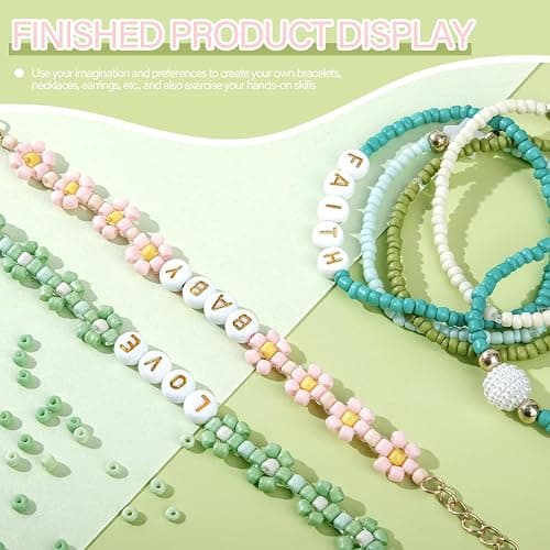 TEXGIZRLY 3mm Seed Beads for Bracelet Jewelry Making Bracelet Making Kit | 24 Colors Beads | Friendship bracelets kit with letter beads| Gift for adults girls DIY thumbnail 6