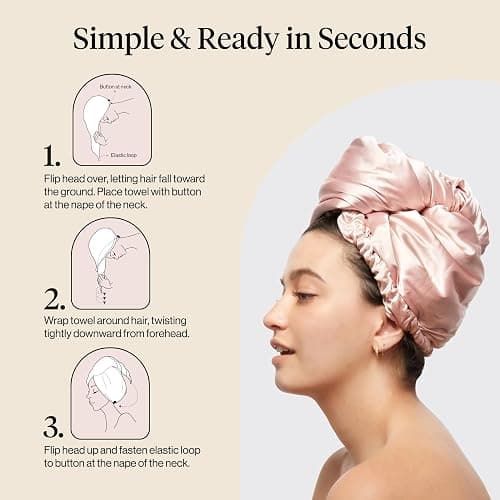 Kitsch Microfiber Hair Towel Wrap for Women - Satin Blush | Ultra Absorbent Microfiber Bath Towel for Wet, Curly, Long or Short Hair, Anti-frizz Hair Wrap thumbnail 8
