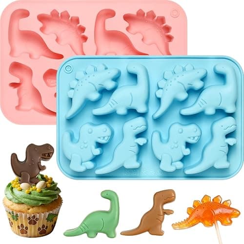 Dinosaur Silicone Mold, 2 Pcs Dinosaur Chocolate Molds, 16 Cavity Dinosaurs Molds Silicone for Chocolate, Candy, Ice Cubes, Jelly, Jello, Pudding, Cake Decorations, Cookies, Soaps - Image 1