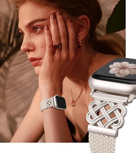 Braided Magnetic Band Compatible with Apple Watch Bands 38/40/41/42/44/45/46/49mm Women Men, Celtic Knot Stretchy Elastic Nylon Fabric Woven Strap for iWatch Series 11 10 9 8 7 6 5 4 SE/Ultra 3 2 1 thumbnail 3