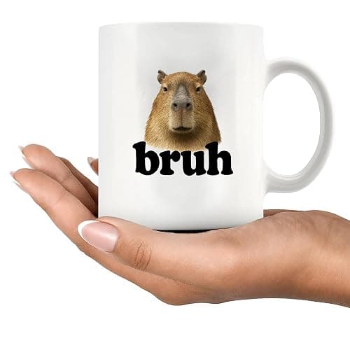Panvola Capybara Bruh Pet Gift Ceramic Mug 11oz White | Hobby Gift Ceramic Mug Novelty Drinkware thumbnail 8