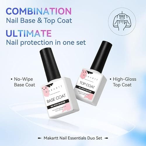 Makartt No Wipe Base and Top Coat Kit 2pcs 10ml Soak Off Nail Gel Base Top Coat Polish Manicure Pedicure Set thumbnail 6