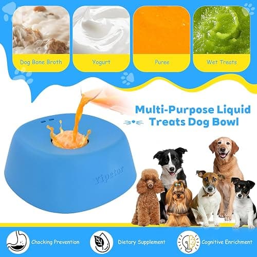 Yipetor Slow Feeder Dog Bowls for Liquid Treat, Anti-Slip【Entertained Ball-in】 Bone Broth Dog Lick Bowl, 3/4 Cup Yogurt Pup Lick Toy for Large Medium Small Breeds Dietary Supplement/Post-op Nutrition thumbnail 4
