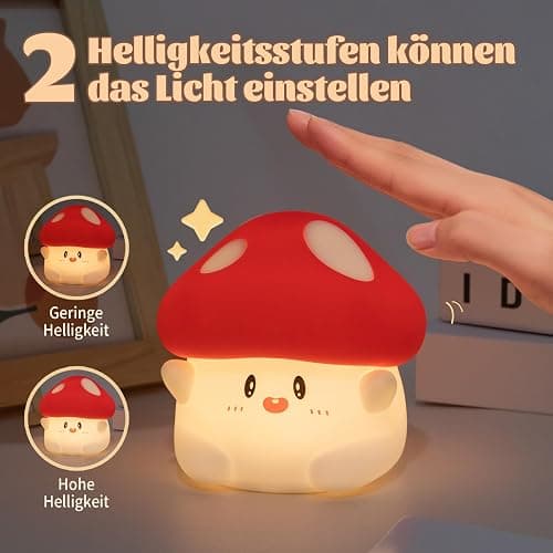 Rytinazzz Hug Mushroom Lamp, Cute Mushroom Night Light, 2 Levels Dimmable Night, LED Squishy Night Light for Kids Sleep, Rechargeable Bedside Touch Silicone Lamp, Unique Dorm Decor Gift Toy thumbnail 2