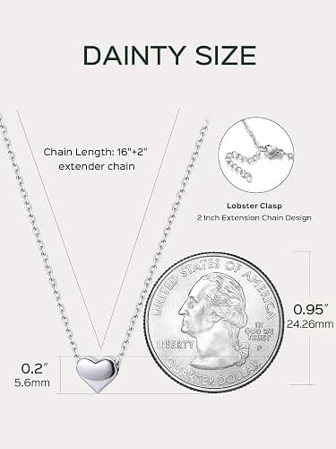 ChicSilver Personalized 925 Sterling Silver Dainty Small Heart/Star/Moon/Dot/Triangle Pendant Necklace for Women, Silver/Gold/Rose Gold/Black (with Gift Box) thumbnail 5