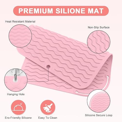 Suafrnut Plus Size Silicone Heat Resistant Mat for Hair Tools(12" x 9") | Portable Travel Hot Tools Pad Cover for Curling Iron, Flat Iron, Hair Straightener and Hair Styling Tools thumbnail 3