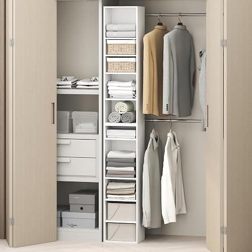 Furinno PASIR 10-Tier Closet Organizers and Storage, Open Shelf, Storage Organizer, 12-Inch Width, for Closet, Bedroom, White - Image 1