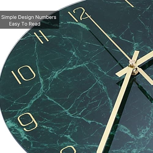 VIKMARI Glass Wall Clock Silent Non Ticking Wall Clock- 12 Inch Quality Quartz Battery Operated Round Easy to Read Home/Office/Classroom/School Clock (Dark Green) thumbnail 4