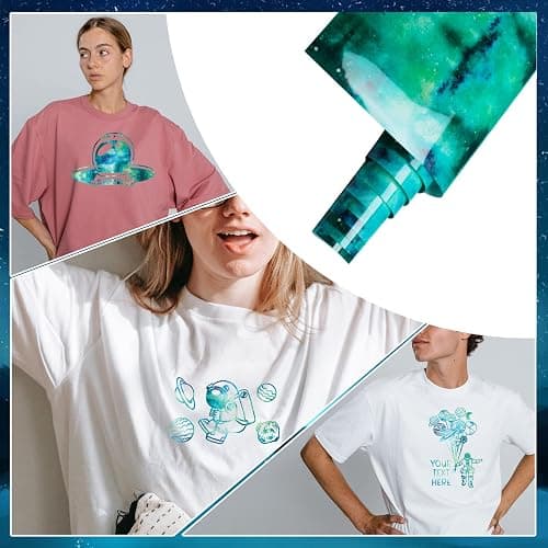 Tintnut Glow in The Dark Galaxy Heat Transfer Vinyl Roll - 12 Inch x 5 ft Green Night Starry Sky Iron on Vinyl Pattern Printed HTV DIY T-Shirts Handbags Hat Pants Craft for Cricut or Silhouette Cameo thumbnail 4