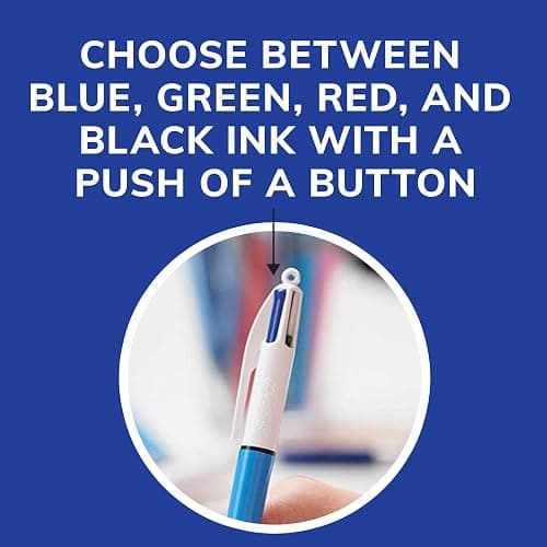BIC 4-Color Retractable Ballpoint Pens with 1.0 mm Medium Point and Assorted Ink Colors, 12-Count Pack thumbnail 7