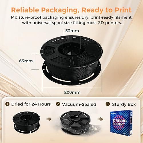 FLASHFORGE PLA Filament 1.75mm +/- 0.02mm, Matte Black 3D Printer Filament 1kg (2.2lbs) Spool, Excellent Printing Performance, Easy to Use for Most FDM 3D Printers thumbnail 7