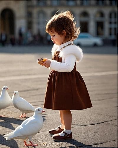 Megeoly Toddler Baby Girl Outfits Long Sleeve Ribbed T-Shirt Bow Overall Dresses Suspender Skirt Set Fall Winter Clothes thumbnail 3