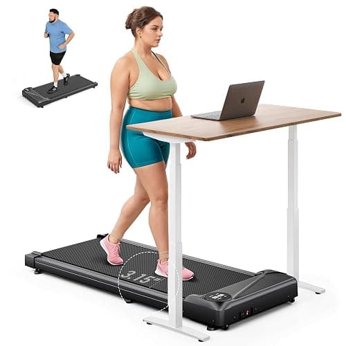 THERUN Schreibtisch Walking Pad mit Leise 2,5 PS-Motor, 2 in 1 Kleines Laufband mit Fernbedienung und LED-Panel für Zuhause und Büro - Image 1