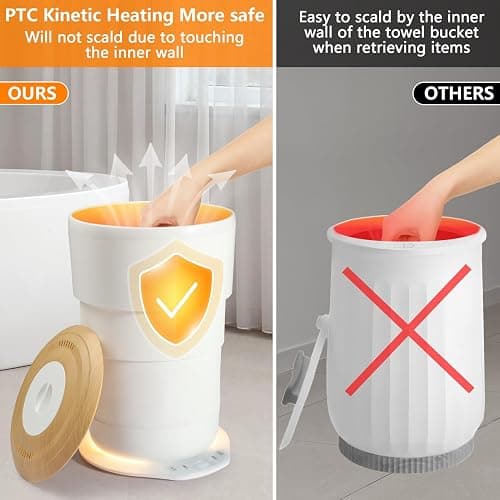 Uoxfill Upgrade Foldable Towel Warmer for Bathroom - 23L Luxury Heated Towel Warmers Bucket with Time Setting,Auto Shut Off,Fits Up to Two 40"X70" Oversized Towels,Bathrobes,Blankets White thumbnail 6