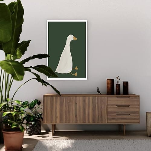 Funny Animal Posters Orange White Green Canvas Wall Art A Silly Duck Sitting On The Floor Room Aesthetic Prints Painting For Home Bedroom Dorm Living Room Wall Decor 12x16in Unframed - Animals 1 Unframed - 12L" x 16W" thumbnail 4