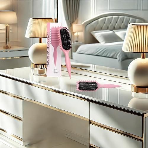Digilams Curly Hair Brush | Curl Defining Brush, Detangle & Boar Bristle Hair Brush | Bounce Curl Brush, Define Curls Brush | Perfect Hairbrushes for Women and Girls (Pink) thumbnail 2