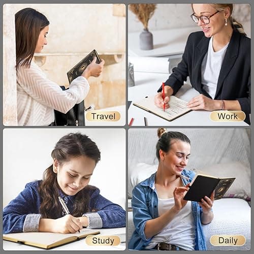 LOAPEM Lined Journal for Women Men, 192 Pages A5 Notebook Journal, Hardcover Notebook with 100Gsm Thick Pages, Leather Note Book for Writing, Travel, Business, Office, Prayer 5.7 x 8.3,Black thumbnail 7