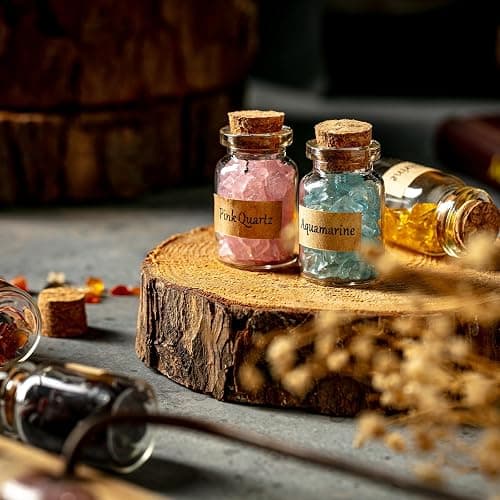 KHOCOEE 24 Gemstone Bottles Chip Crystals and Healing Stone, Chakra Healing Crystals Bottles, Wicca Gem Stones Set, Witchcraft Crystals thumbnail 8