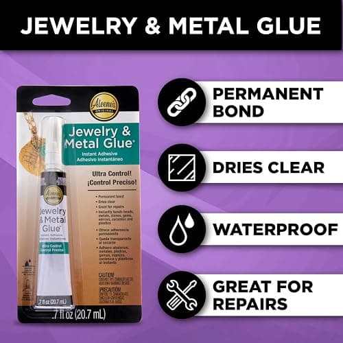 Aleene's 21709 Jewelry & Metal Glue, 0.7 oz - Instant Adhesive, Permanent Bond, Waterproof, Dries Clear, Ideal for Repairs thumbnail 3