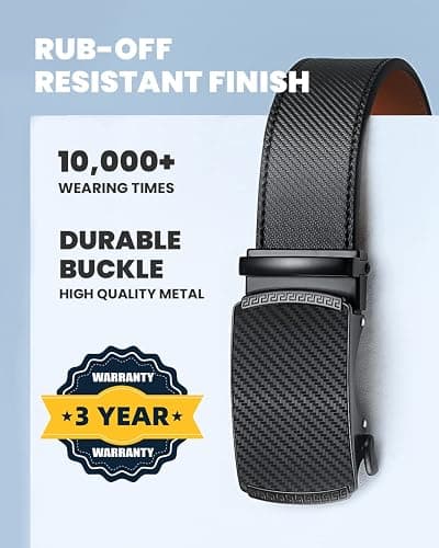 Zitahli Belt Men, Ratchet Belt Dress with 1 3/8" Premium Leather,Slide Belt with Easier Adjustable Automatic Buckle thumbnail 7