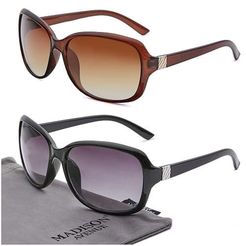 Madison Avenue 2 Pack Classic Vintage Sunglasses for Women, Fashion Sun Glasses with UV400 Protection - Image 1