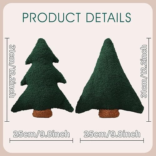 Allorry Christmas Pillows,Christmas Tree Pillow Set of 2 Cute Xmas Tree Shaped Plush Pillow Stuffed Christmas Decor for Party Home Sofa Cushion Bed Decorations(12.2 Inch) WL-006B thumbnail 2