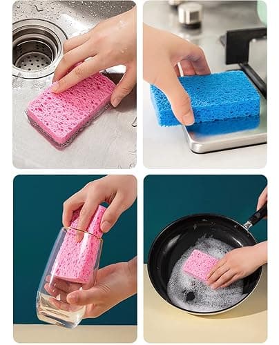 METUUTER 12-Count Kitchen Sponges- Compressed Cellulose Sponges Non-Scratch Natural Dish Sponge for Kitchen Bathroom Cars, Funny Cut-Outs DIY for Kids thumbnail 6