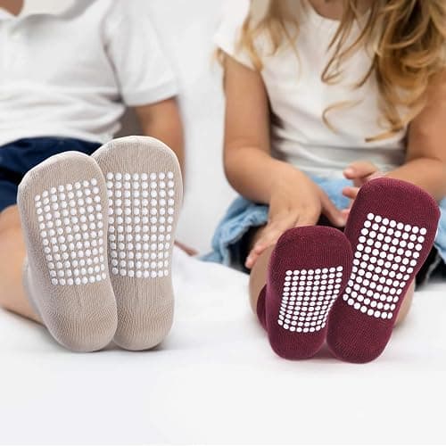 JAKIDAR 12 Pack Baby Toddler Socks Non Slip Grip Cotton Crew Socks for Boys Girls Infants Kids thumbnail 8