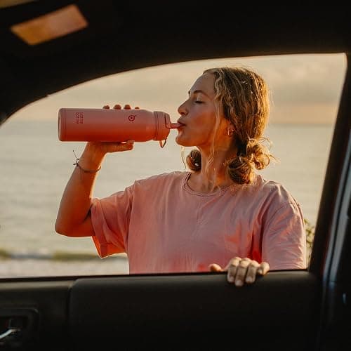 BOTTLE BOTTLE Insulated Water Bottle Stainless Steel 700ml（24oz） Bike Water Bottles with Straw and Adjustable Lid Daily Drink Flask Pill Organizer (salmon) thumbnail 8